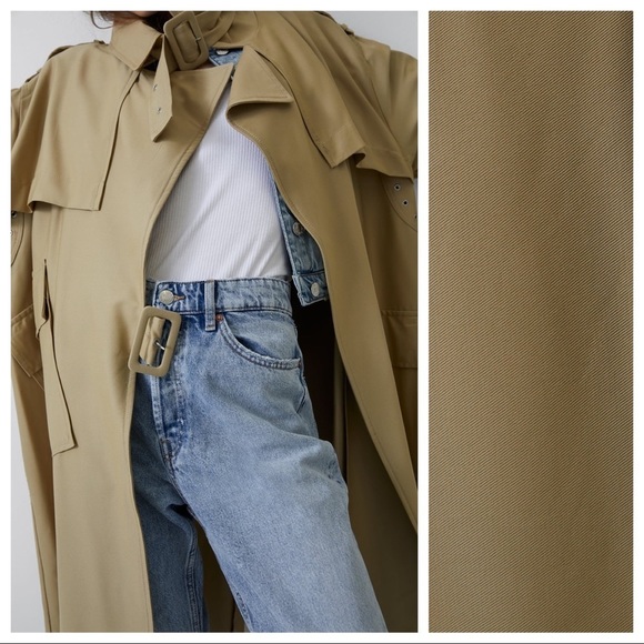 NWT. Zara Tan Oversized Trench Coat Size S-M. - Picture 5 of 11